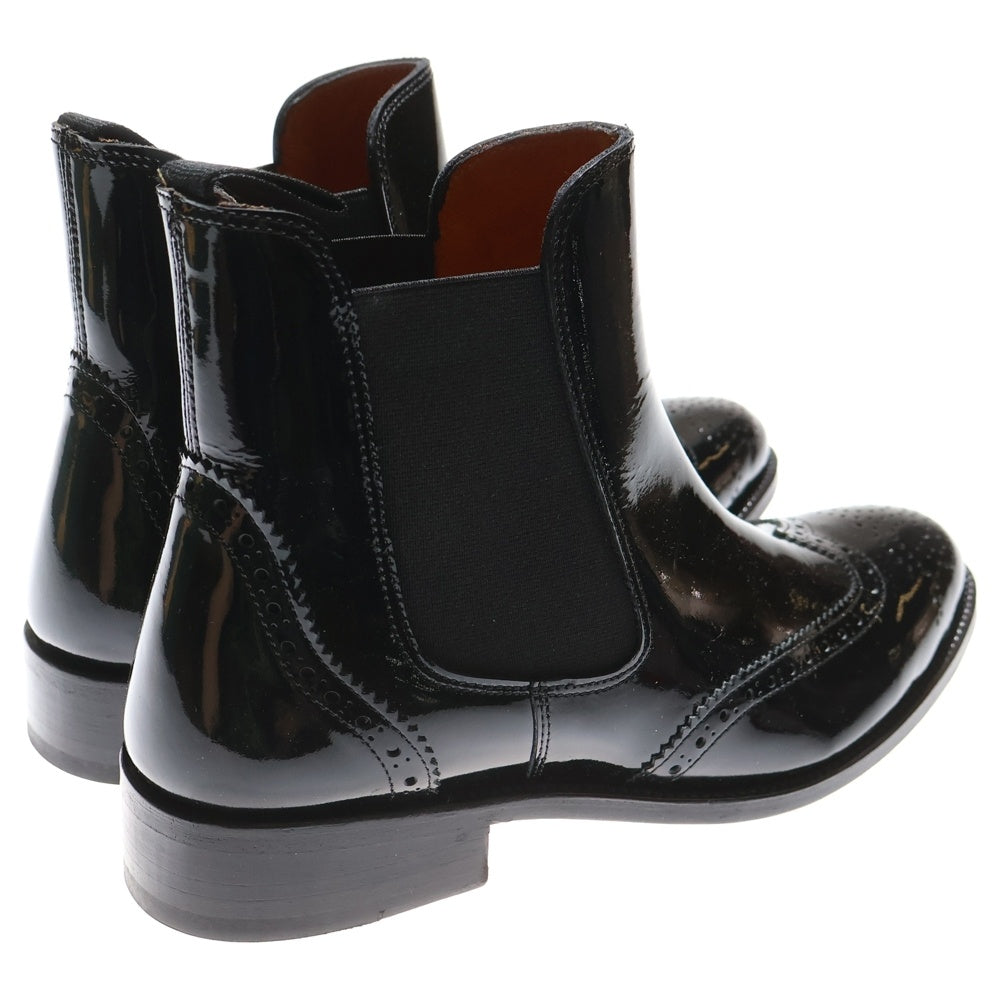 Palanco(パランコ) サイドゴア ウィングチップ パテントレザーブーツ ブラック 805