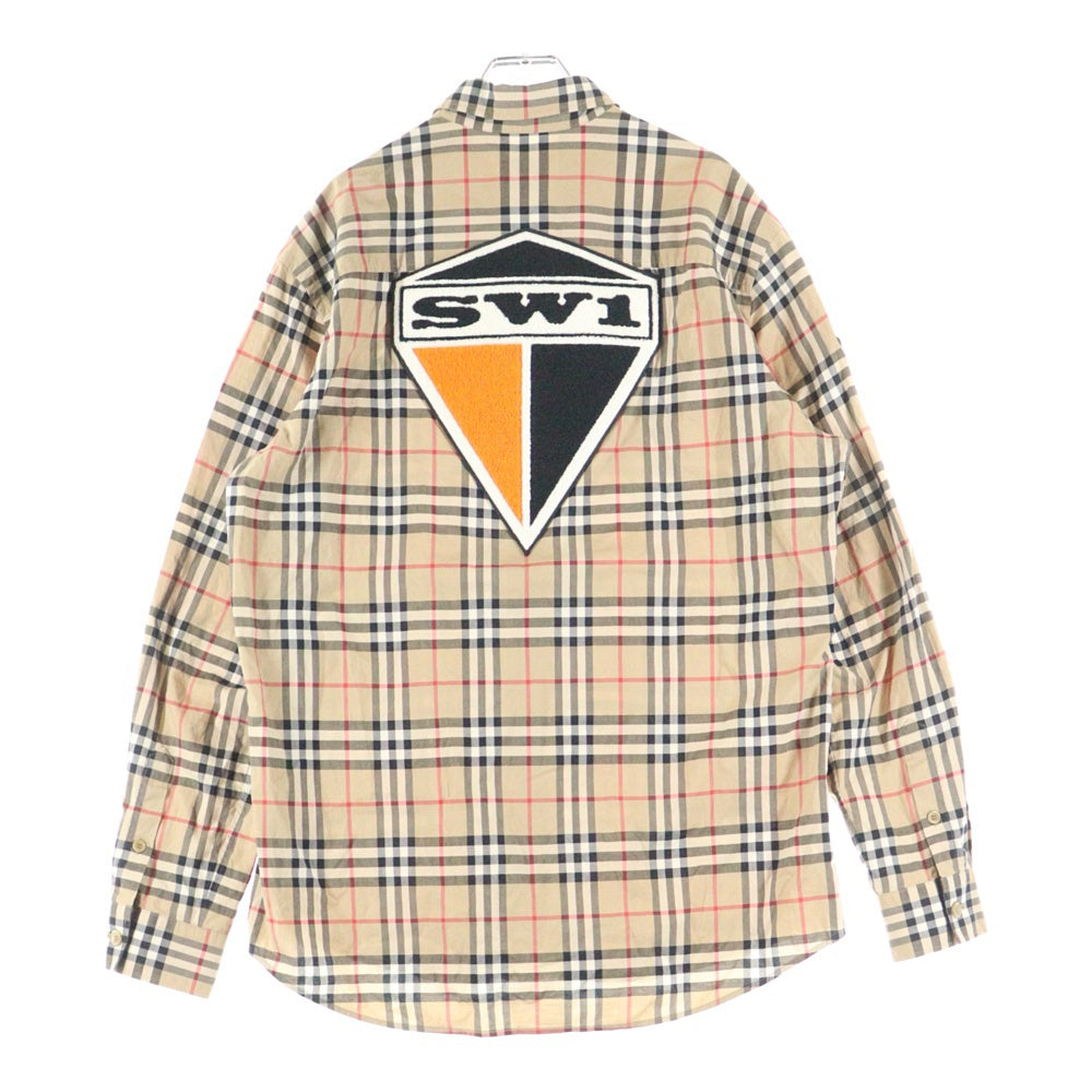 BURBERRY(バーバリー) 19AW SW1 LOGO CHECK SHIRTS ノバチェック 刺繍ロゴ 長袖チェックシャツ ベージュ 8024529