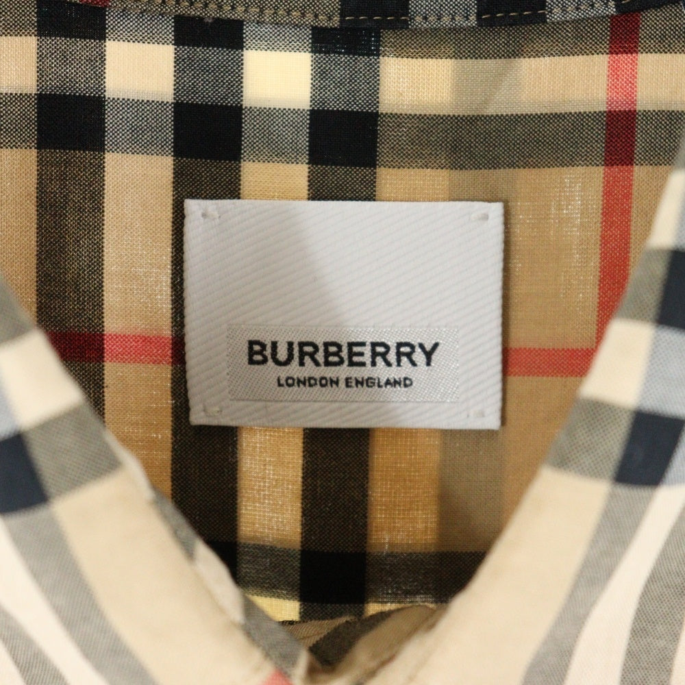 BURBERRY(バーバリー) 19AW SW1 LOGO CHECK SHIRTS ノバチェック 刺繍ロゴ 長袖チェックシャツ ベージュ 8024529