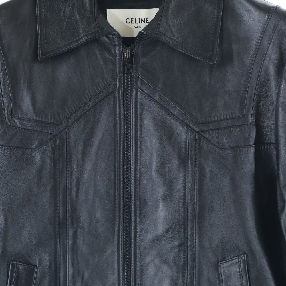 CELINE(セリーヌ) 23SS ソフトラムスキンレザージャケット ブラック 2E499280D