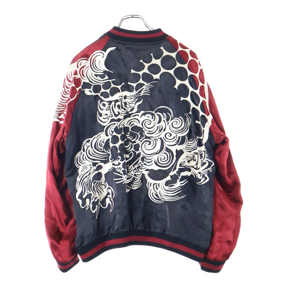 花旅楽団(ハナタビガクダン) JAPANESE CLASIC SCRIPT 唐獅子 刺繍 リバーシブル スカジャン スーベニアジャケット マルチ