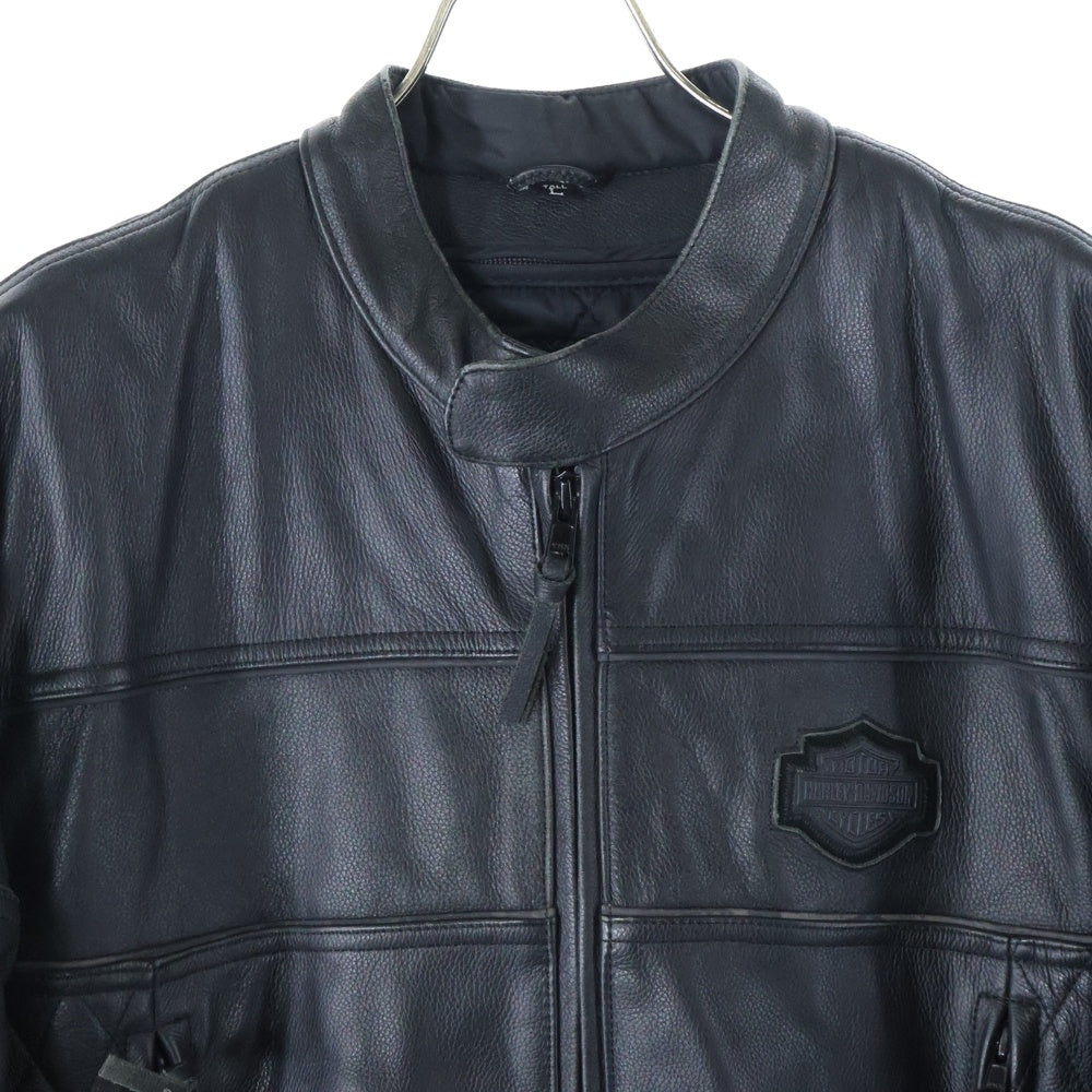 HARLEY DAVIDSON(ハーレーダビッドソン) Padded Cafe Motorcycle Jacket キルティング シングル ライダース レザージャケット ブラック
