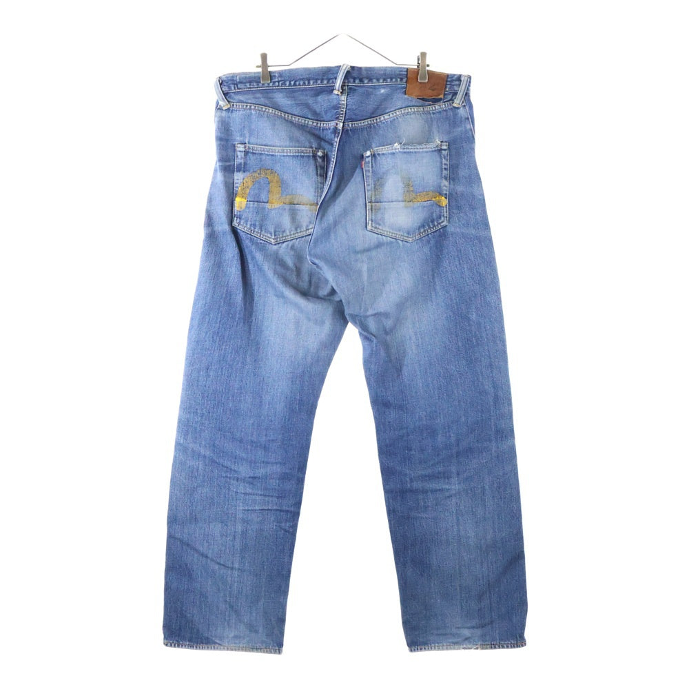 EVISU(エビス) 黄カモメ ボタンフライ レギュラー ストレート デニム パンツ インディゴ