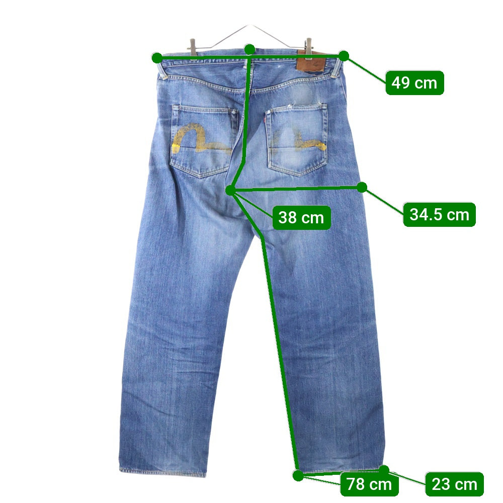 EVISU(エビス) 黄カモメ ボタンフライ レギュラー ストレート デニム パンツ インディゴ