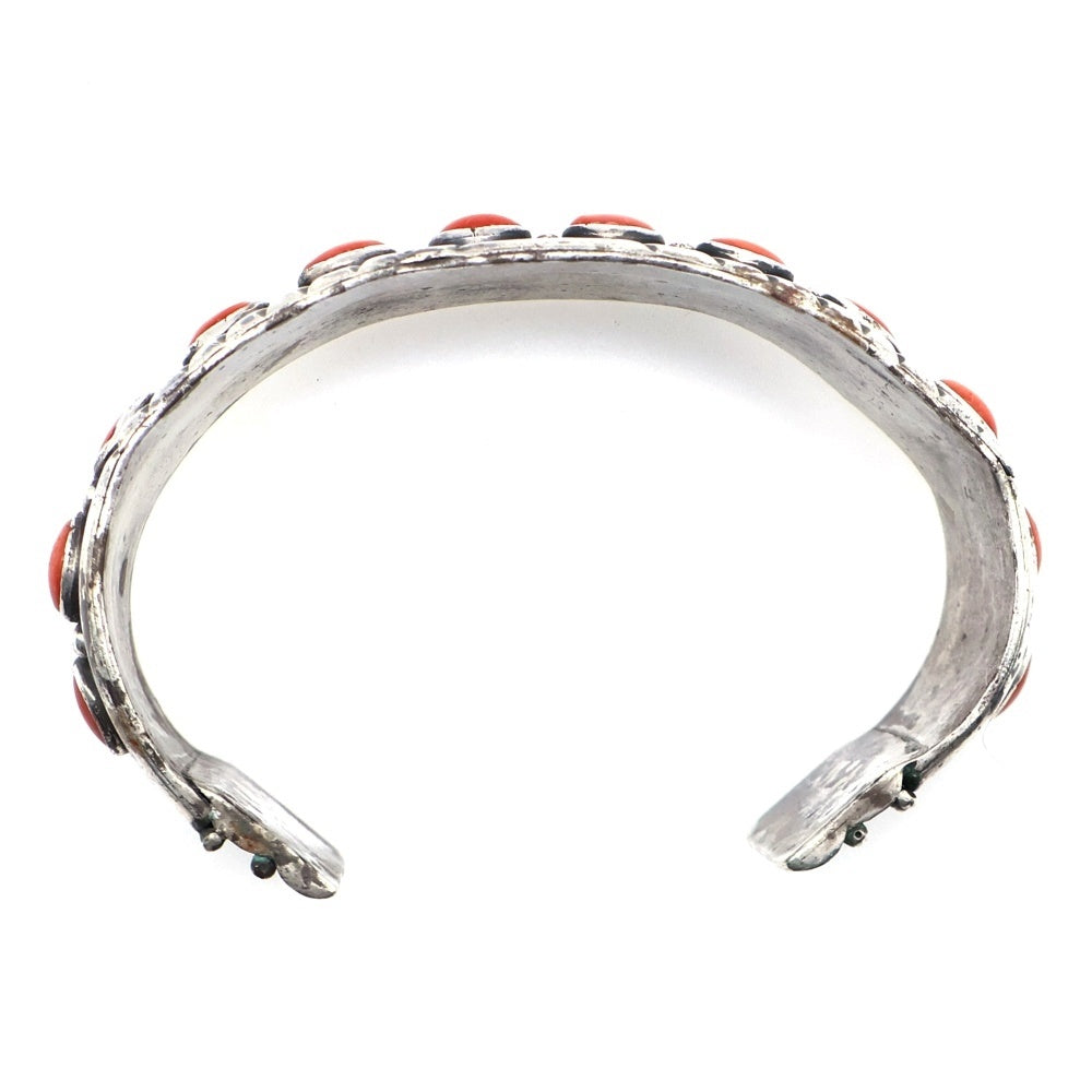 INDIAN JEWELRY(インディアンジュエリー) ナバホ族 RED CORAL 赤サンゴ バングル ブレスレット シルバー