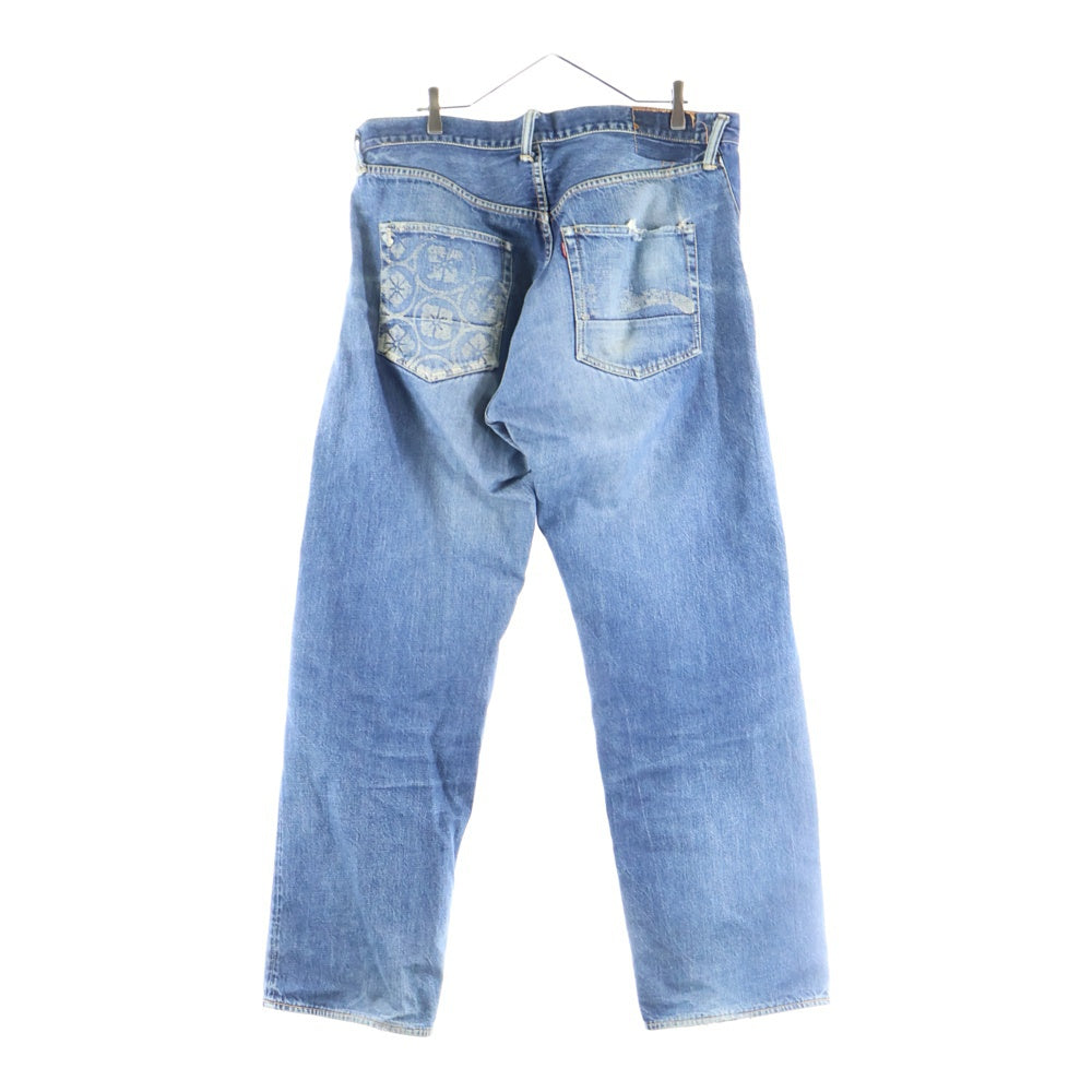 EVISU カモメ デニム 白 EVISU(エビス) 白カモメ 家紋 プリント デニムパンツ インディゴ