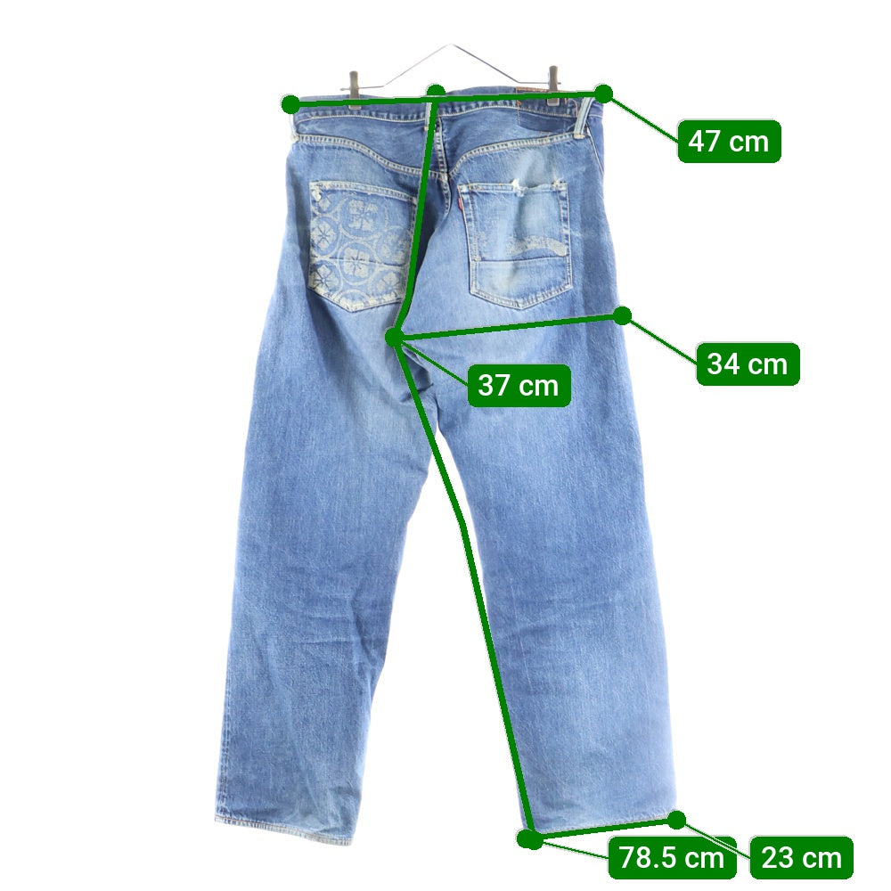 EVISU(エビス) 白カモメ 家紋 プリント デニムパンツ インディゴ