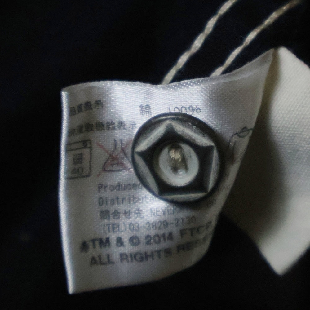 VANSON(バンソン) ×Felix the Cat フィリックス・ザ・キャット ワッペン付き ドットストライプ 半袖シャツ ブラック