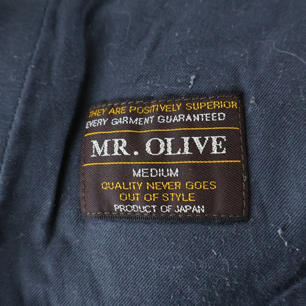 MR.OLIVE(ミスターオリーブ) RETRO POLYESTER TWILL BELTED WIDE TAPERED PANTS レトロ ポリエステル テーパード パンツ ネイビー M-19101