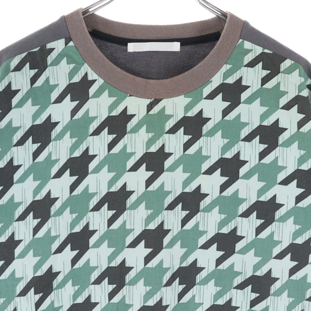 DISCOVERED(ディスカバード) 千鳥格子 総柄 ナイロン コットン 切り返し 長袖Tシャツ マルチ DC-S15-CU-06