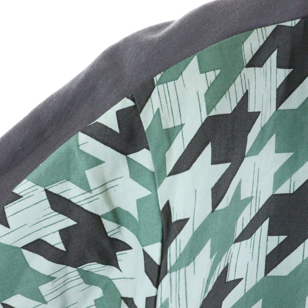 DISCOVERED(ディスカバード) 千鳥格子 総柄 ナイロン コットン 切り返し 長袖Tシャツ マルチ DC-S15-CU-06