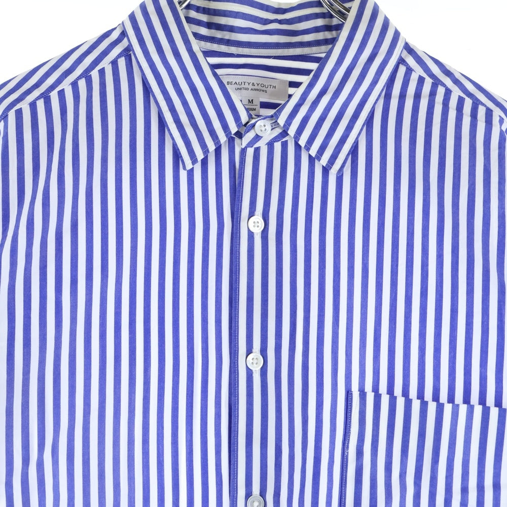 BEAUTY&YOUTH UNITED ARROWS(ビューティーアンドユースユナイテッドアローズ) オーバーサイズ ストライプ 長袖シャツ ホワイト/ブルー