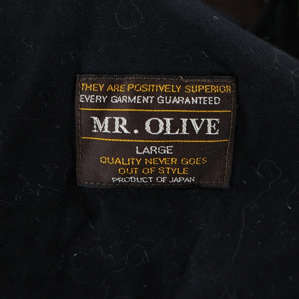 MR.OLIVE(ミスターオリーブ) RETORO POLYESTER TWILL ONE PLEATS STA-PREST TAPERED PANTS レトロ ポリエステル センタープレス テーパード パンツ ブラック M-18102