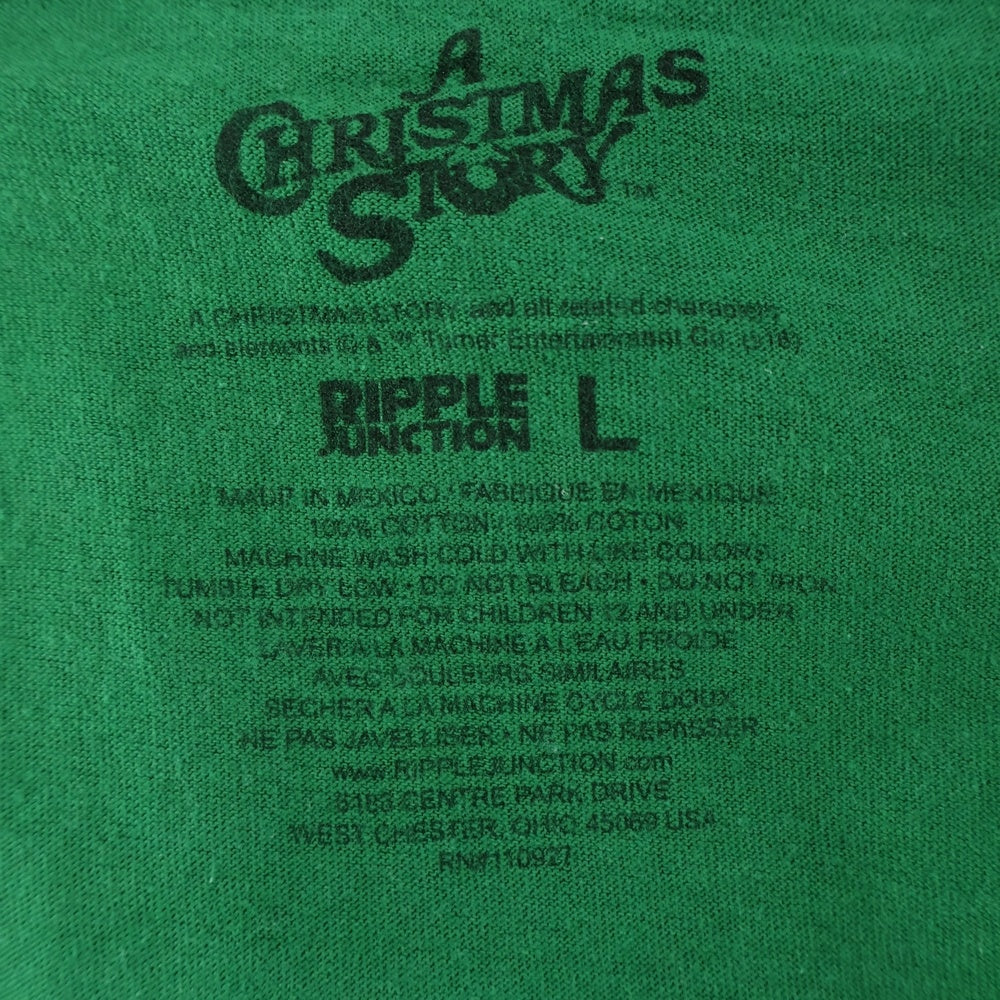 NO BRAND(ノーブランド) Christmas Story プリント 半袖カットソーTシャツ グリーン