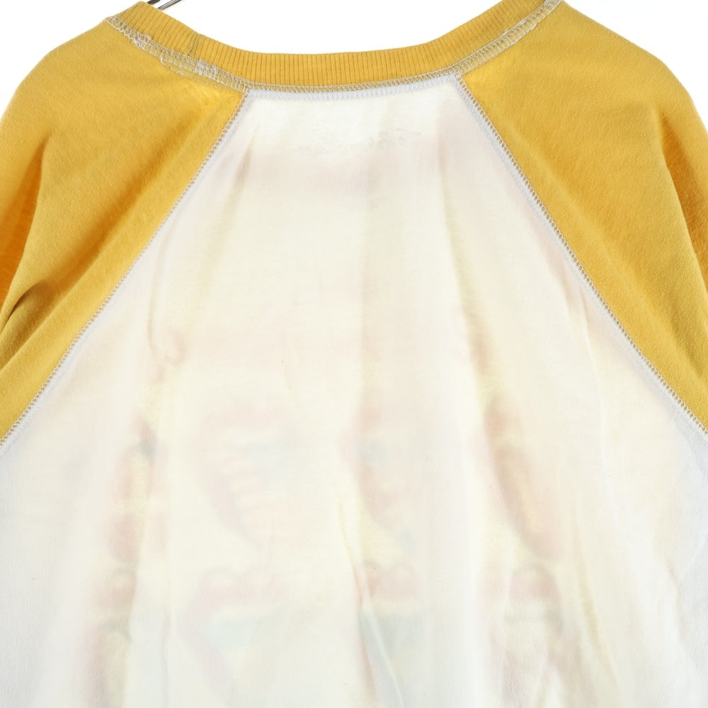 THE ROLLING STONES(ザ・ローリング・ストーンズ) リップタン フロント プリント ラグラン クルーネックトレーナー ホワイト/イエロー