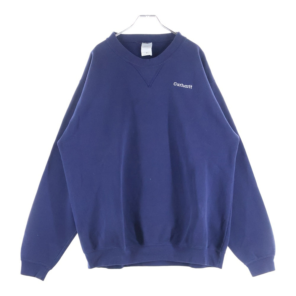 CARHARTT(カーハート) ロゴ刺繍 クルーネック コットン スウェットトレーナー ネイビー