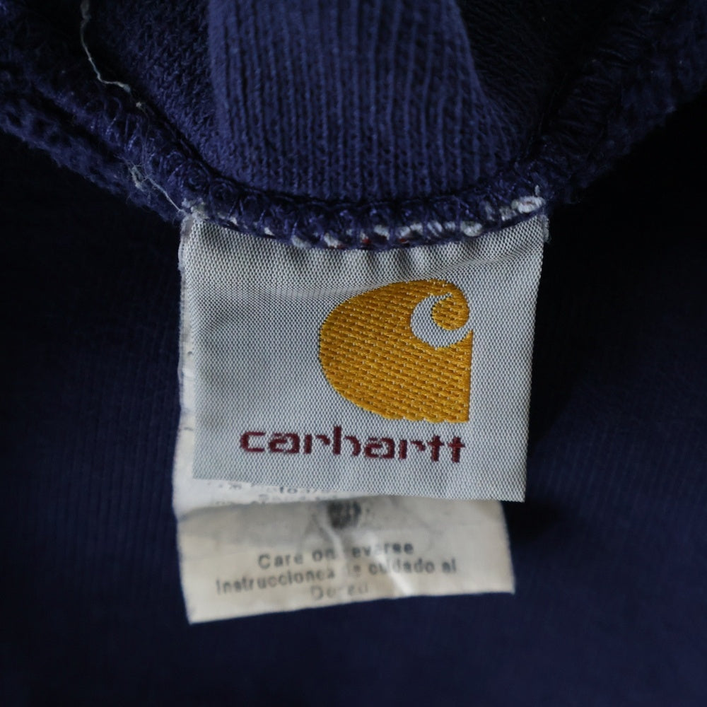 CARHARTT(カーハート) ロゴ刺繍 クルーネック コットン スウェットトレーナー ネイビー