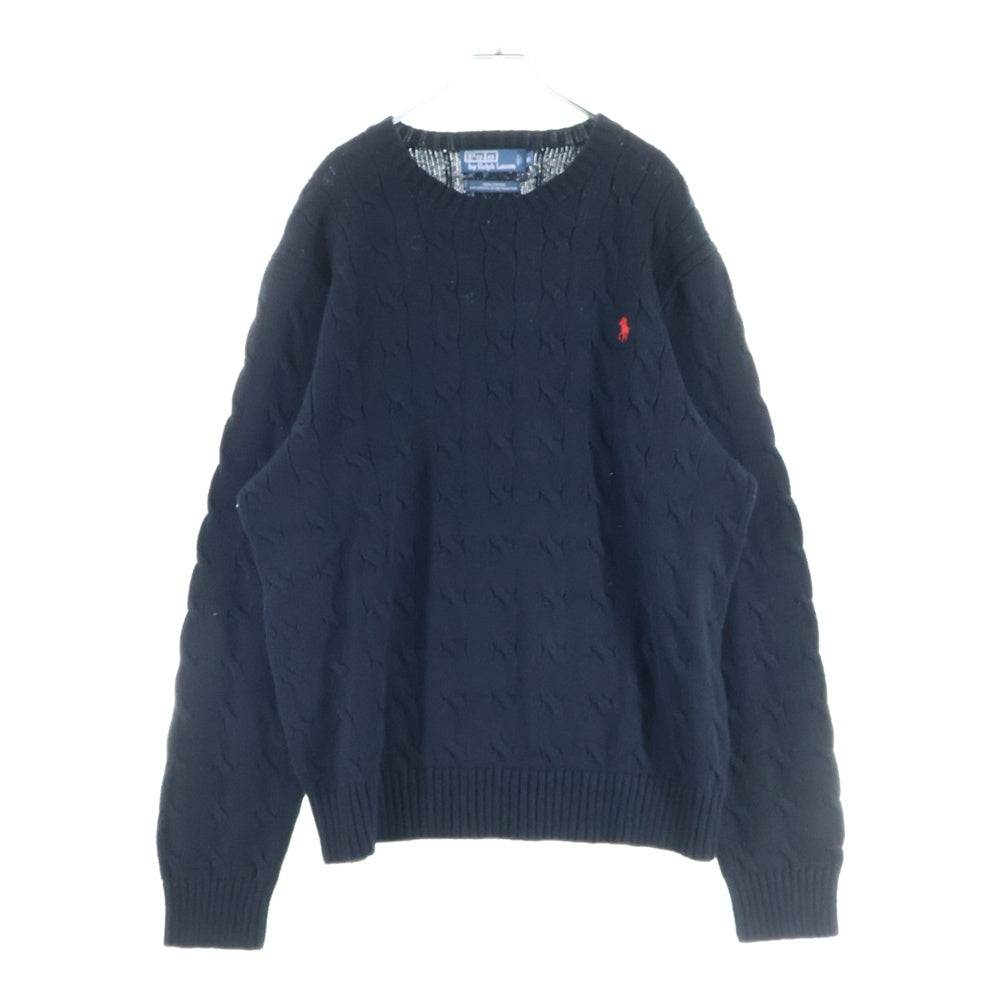 POLO RALPH LAUREN(ポロラルフローレン) スモールポニー刺繍 クルーネック コットンニット セーター ブラック