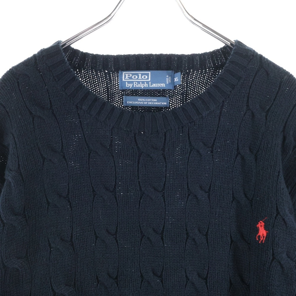POLO RALPH LAUREN(ポロラルフローレン) スモールポニー刺繍 クルーネック コットンニット セーター ブラック