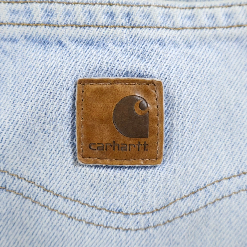 CARHARTT(カーハート) ロゴパッチ ストレートデニムパンツ ライトブルー