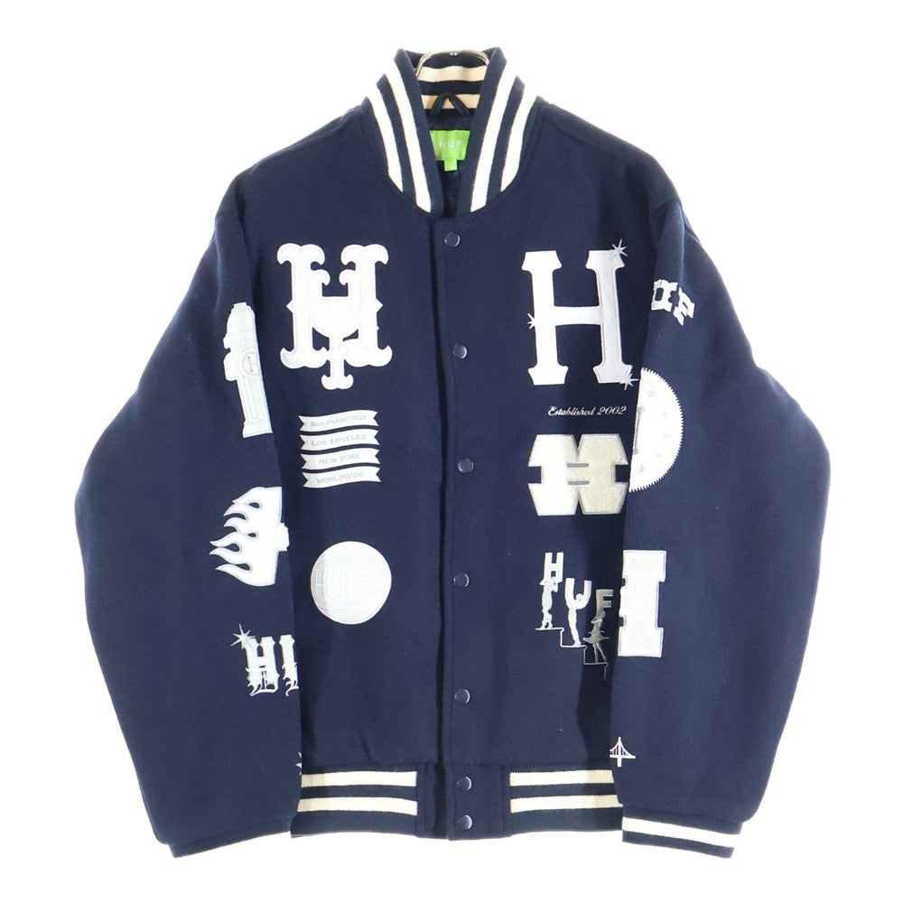 HUF(ハフ) 20 YEAR CLASSIC H VARSITY JACKET 20周年 クラシック H バーシティ スタジアムジャケット スタジャン ブラック JK00368