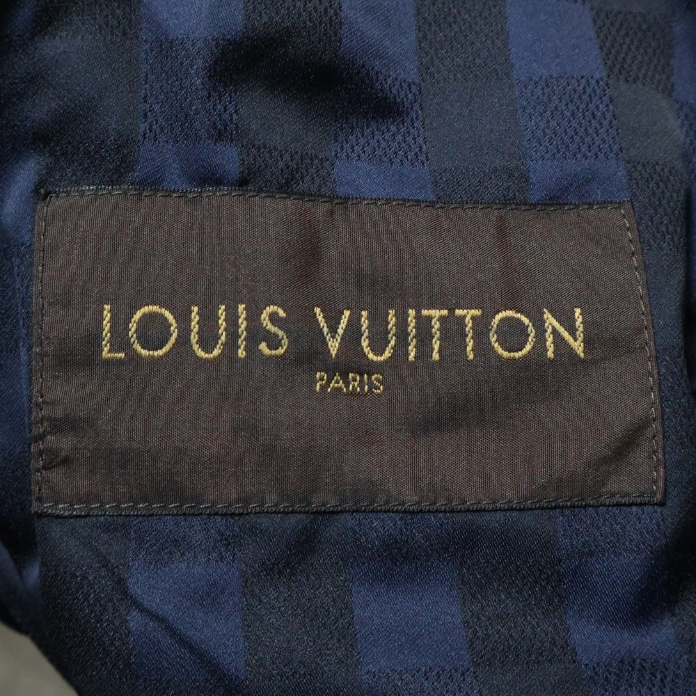 LOUIS VUITTON(ルイヴィトン) ダミエ フード付き ジップアップ ナイロンジャケット ブラック/ネイビー RM142M H6B31WPYR
