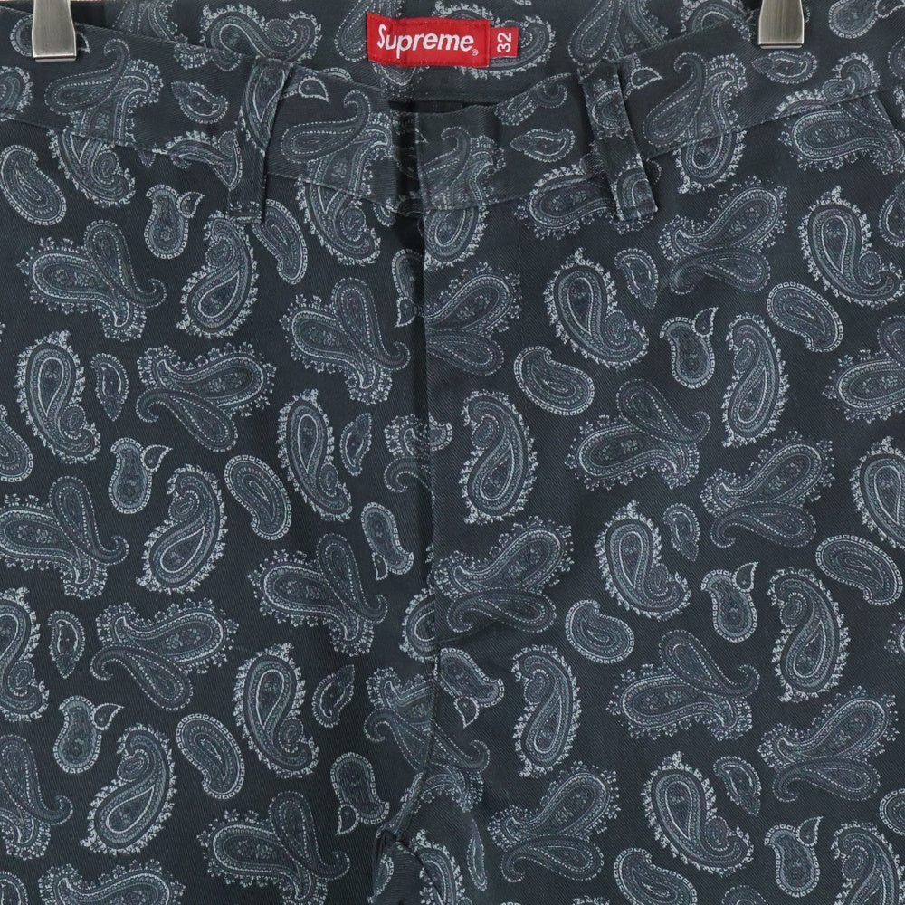 SUPREME(シュプリーム) 13AW Paisley Work Pant ペイズリー柄 コットン ワークパンツ ブラック