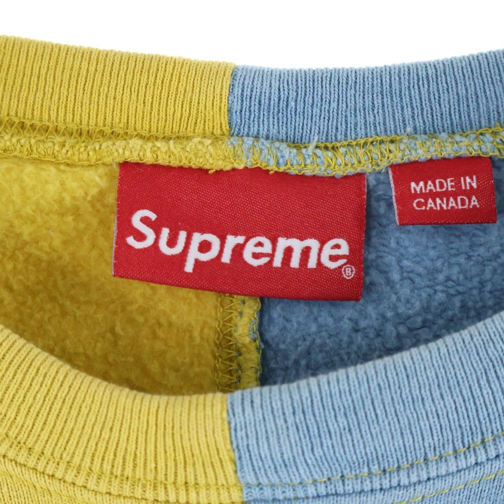 SUPREME(シュプリーム) 18AW Split Crewneck Sweatshirt Mustard スプリット ロゴ クルーネック スウェット トレーナー マスタード/ブルー