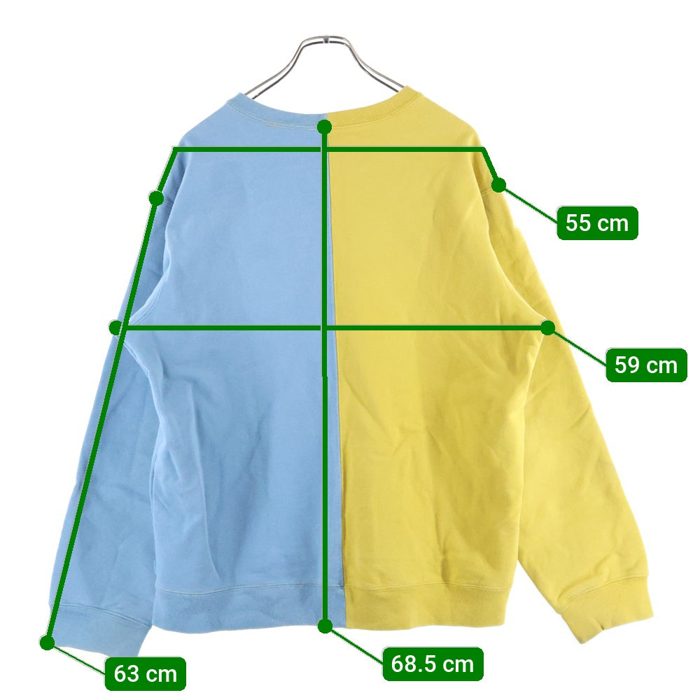 SUPREME(シュプリーム) 18AW Split Crewneck Sweatshirt Mustard スプリット ロゴ クルーネック スウェット トレーナー マスタード/ブルー