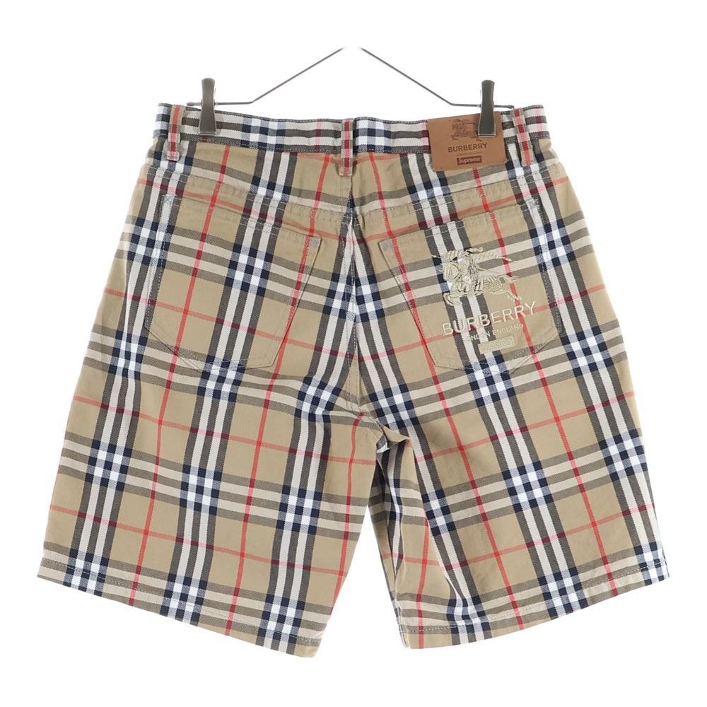 SUPREME(シュプリーム) 22SS ×BURBERRY Denim Shorts バーバリー チェック柄 ショーツ ハーフパンツ ベージュ