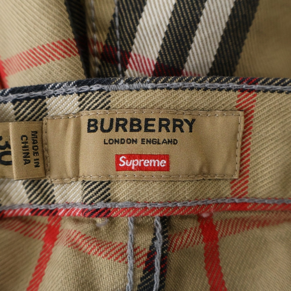 SUPREME(シュプリーム) 22SS ×BURBERRY Denim Shorts バーバリー チェック柄 ショーツ ハーフパンツ ベージュ