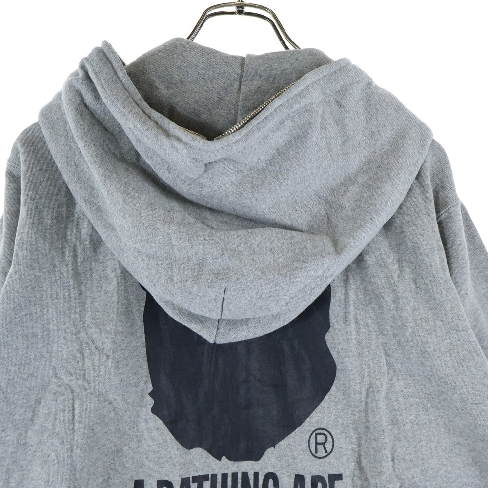 A BATHING APE(アベイシングエイプ) ×UNDEFEATED 両面 星条旗 ロゴ プリント スウェット ジップアップ パーカー グレー 1A21-115-929