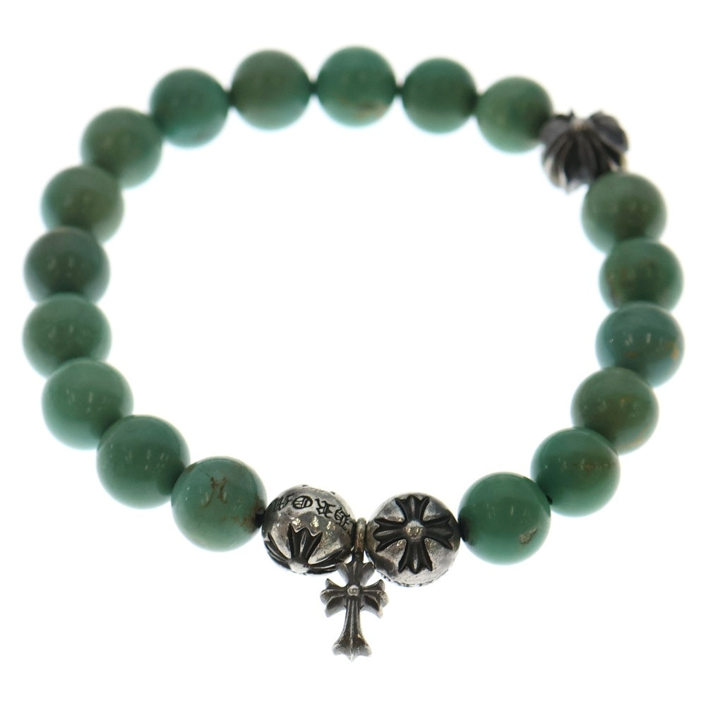 CHROME HEARTS(クロムハーツ) 10mm BEAD STACK CH CROSS スタックCHクロス ビーズブレスレット ターコイズ/シルバー