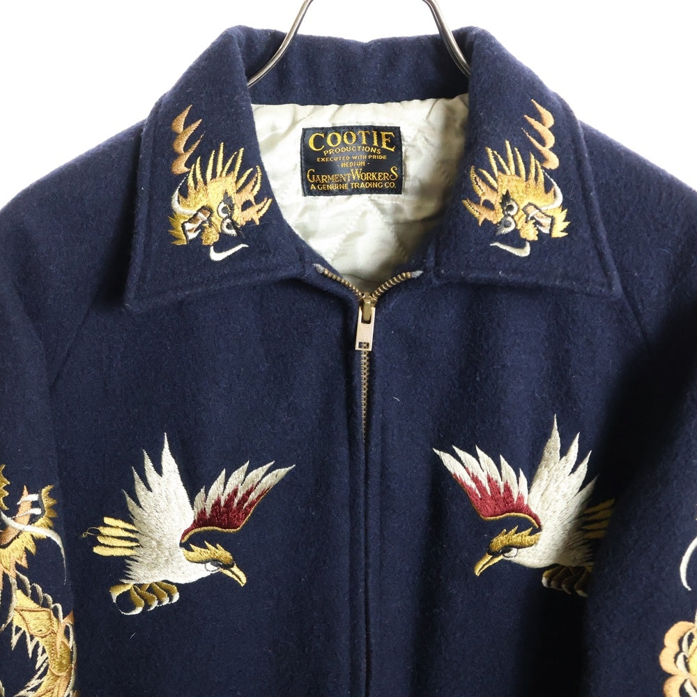 COOTIE(クーティー) 15AW Souvenir Work Jacket スーベニア 刺繍 裏地キルティング ウール ワークジャケット ネイビー