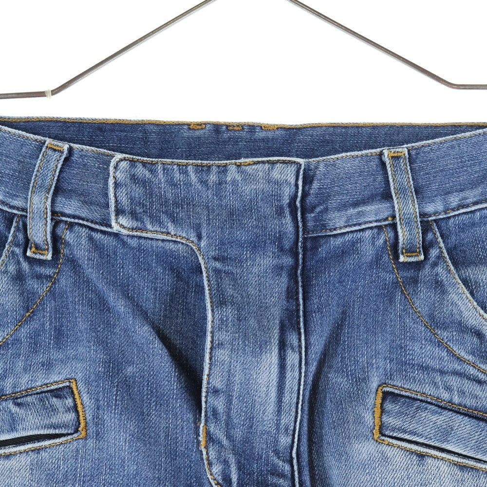 BALMAIN(バルマン) 17SS ダメージ加工 蛇腹バイカー デニムパンツ ジーンズ インディゴ S7H9551TO14E