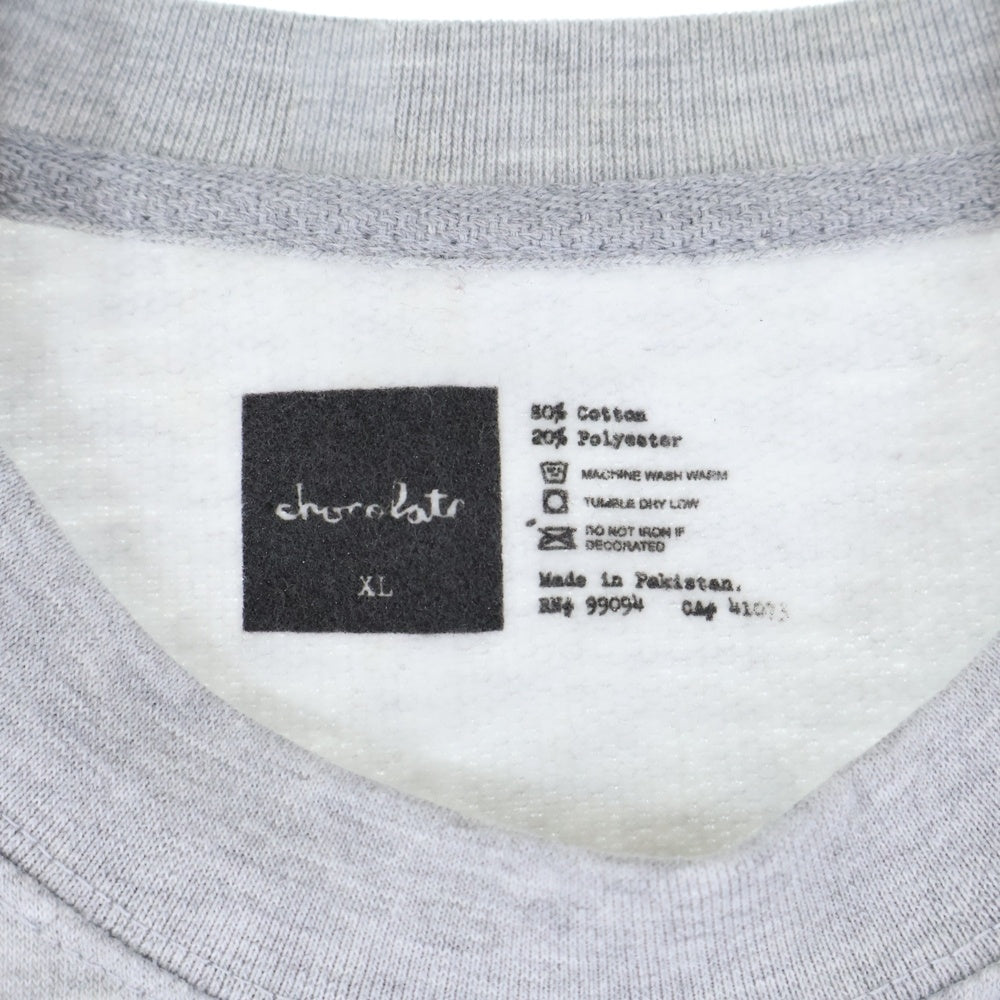 NO BRAND(ノーブランド) chocolate お散歩 ロゴ プリント クルーネックスウェットシャツ アッシュ