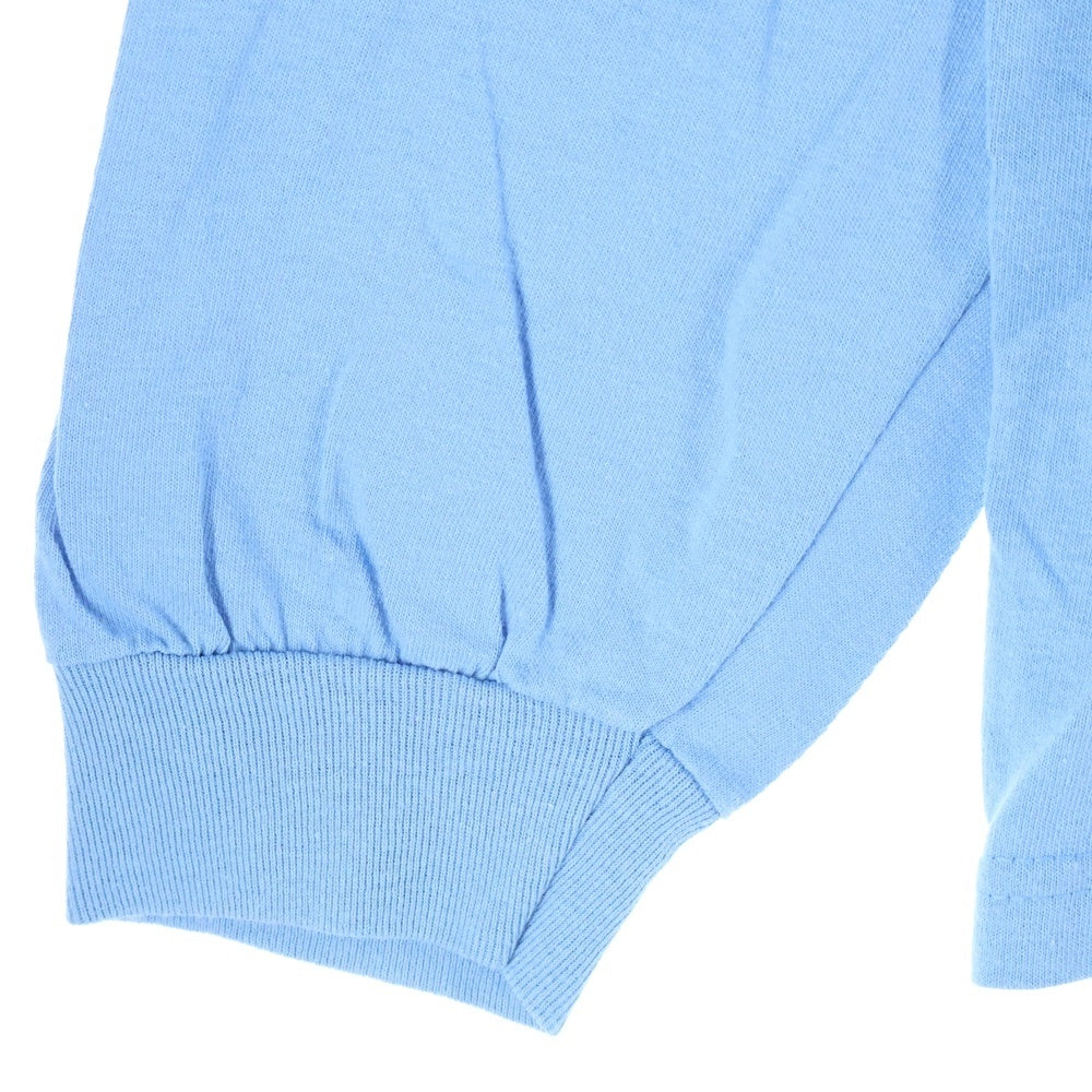 NO BRAND(ノーブランド) 袖プリント クルーネック 長袖 Tシャツ カットソー スカイブルー