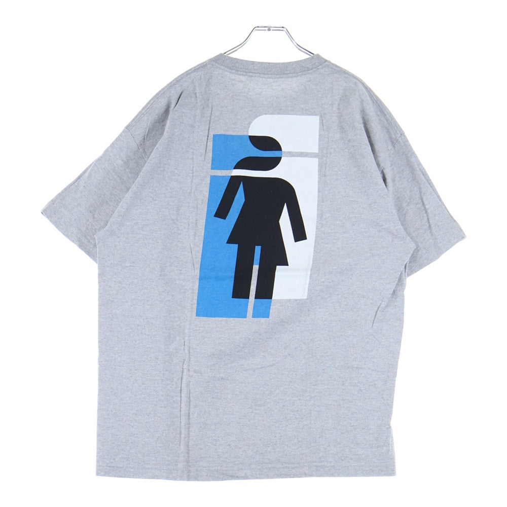 NO BRAND(ノーブランド) GIRL 両面 ロゴプリント クルーネック 半袖 Tシャツ カットソー グレー