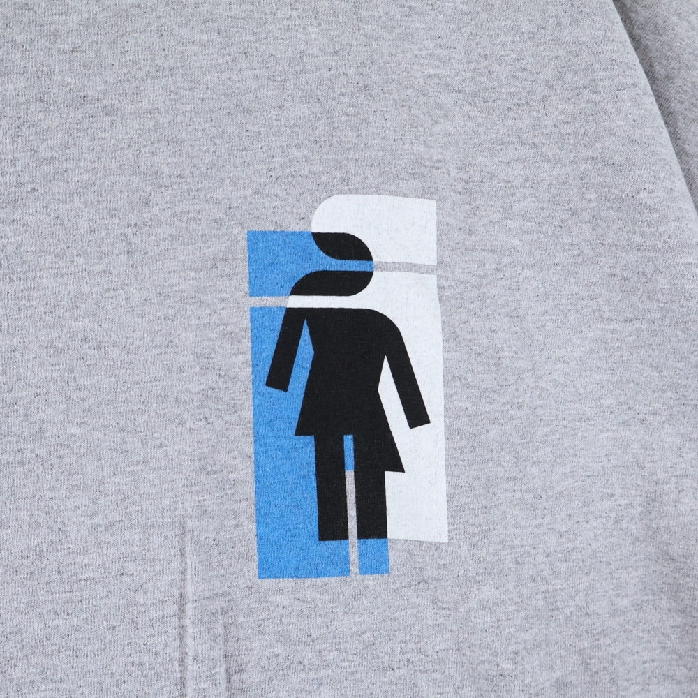 NO BRAND(ノーブランド) GIRL 両面 ロゴプリント クルーネック 半袖 Tシャツ カットソー グレー