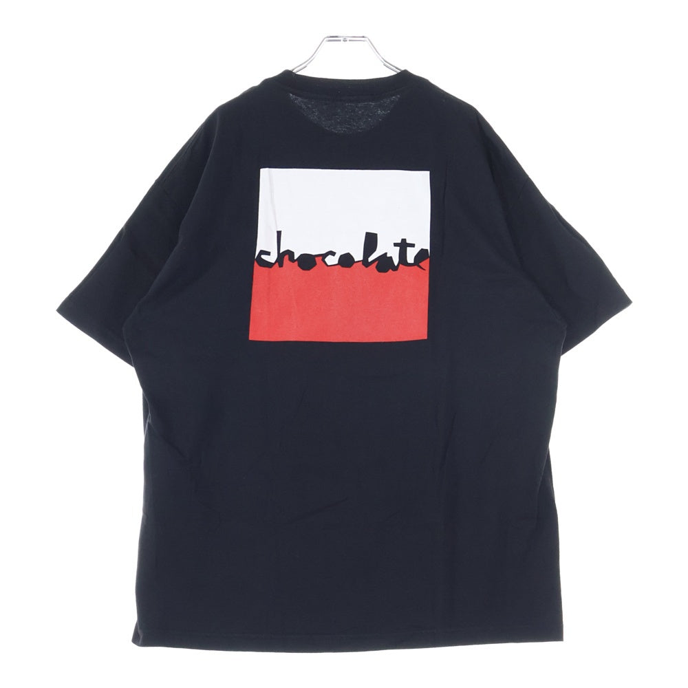 NO BRAND(ノーブランド) chocolate 両面ロゴ プリント クルーネック 半袖 Tシャツ カットソー ブラック