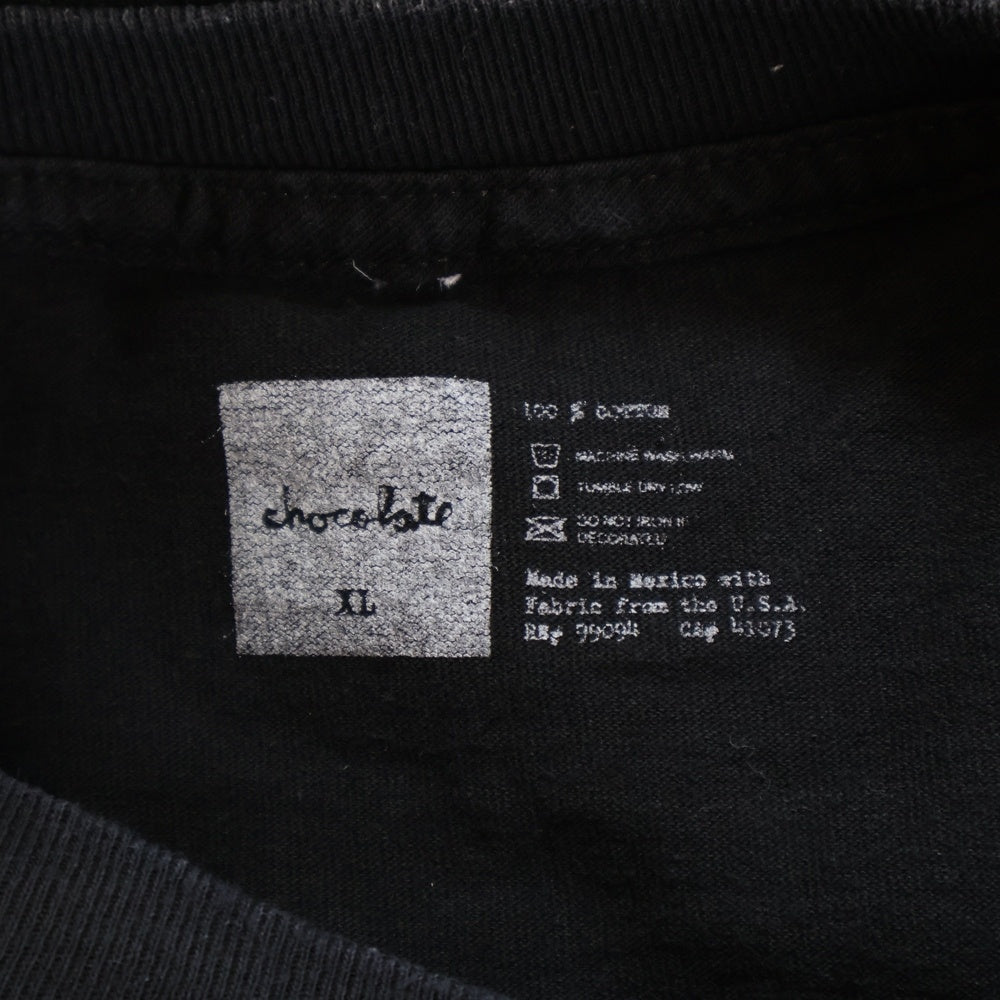 NO BRAND(ノーブランド) chocolate 両面ロゴ プリント クルーネック 半袖 Tシャツ カットソー ブラック