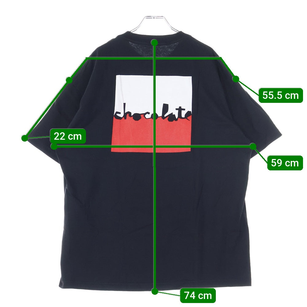 NO BRAND(ノーブランド) chocolate 両面ロゴ プリント クルーネック 半袖 Tシャツ カットソー ブラック