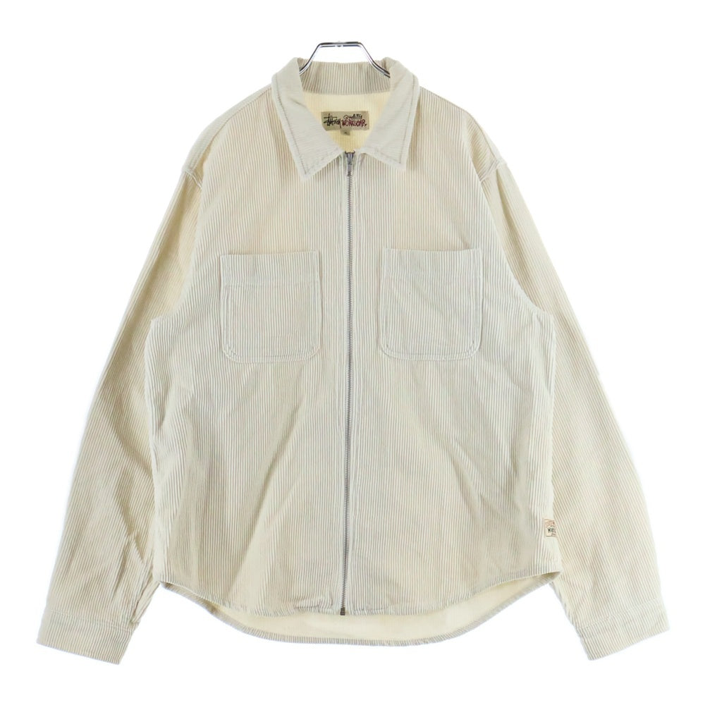 STUSSY(ステューシー) 22AW WIDE WALE CORD ZIP SHIRT コーデュロイ ジップアップ 長袖シャツ ホワイト