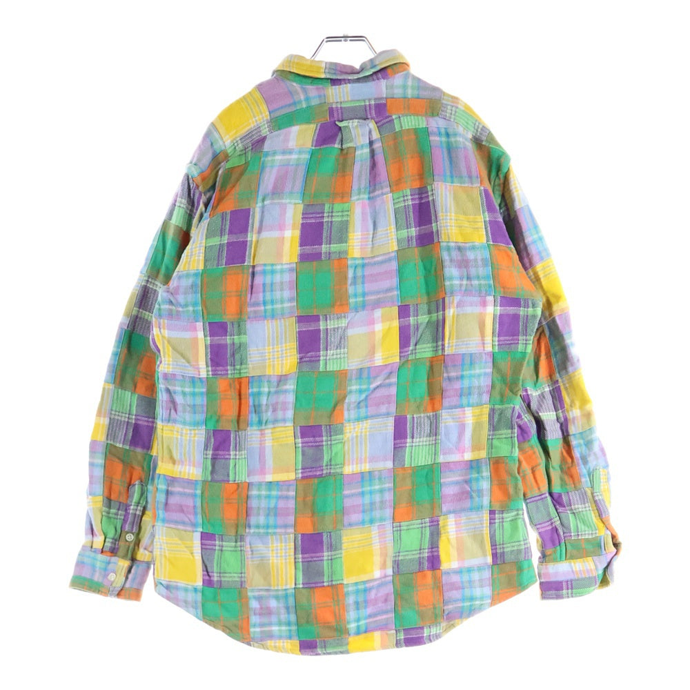 90s Ralph Lauren 長袖 パッチワークシャツ 古着 インド製 短丈 90s Ralph Lauren 長袖 パッチワークシャツ 古着 インド製 短丈 90s