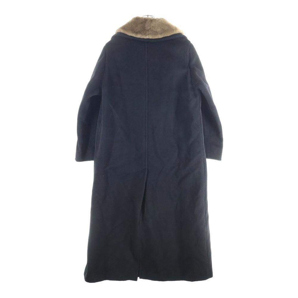 Max Mara(マックスマーラ) 襟ファー付き 裏地キルティング ロングコート ブラック レディース