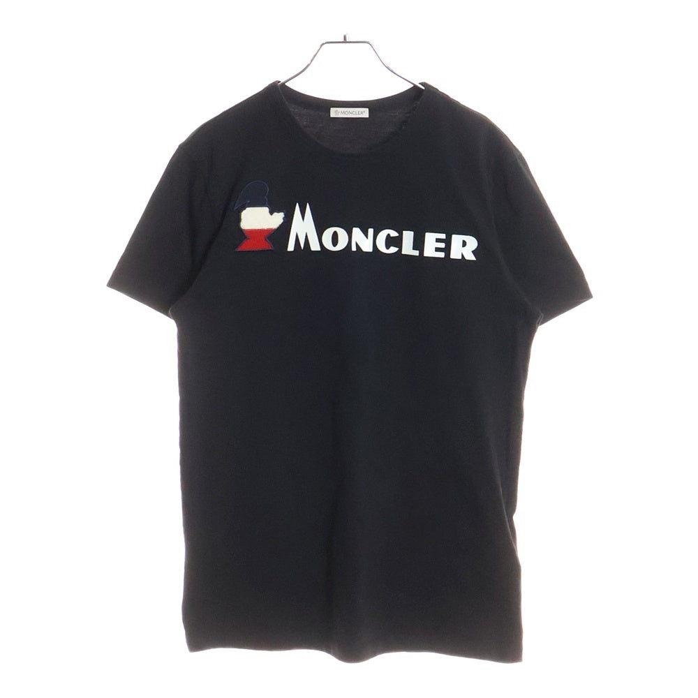 MONCLER(モンクレール) 20SS MAGLIA T-SHIRT ロゴパッチ付き クルーネック半袖Tシャツ カットソー ブラック E10918041850 8390T