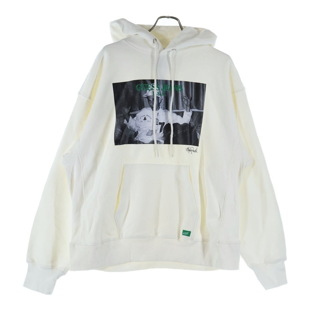 GUESS(ゲス) Green Label×Ricky Powell グリーンレーベル リッキーパウエル フロントプリント プルオーバーパーカー フーディー ホワイトMI4K8360RP