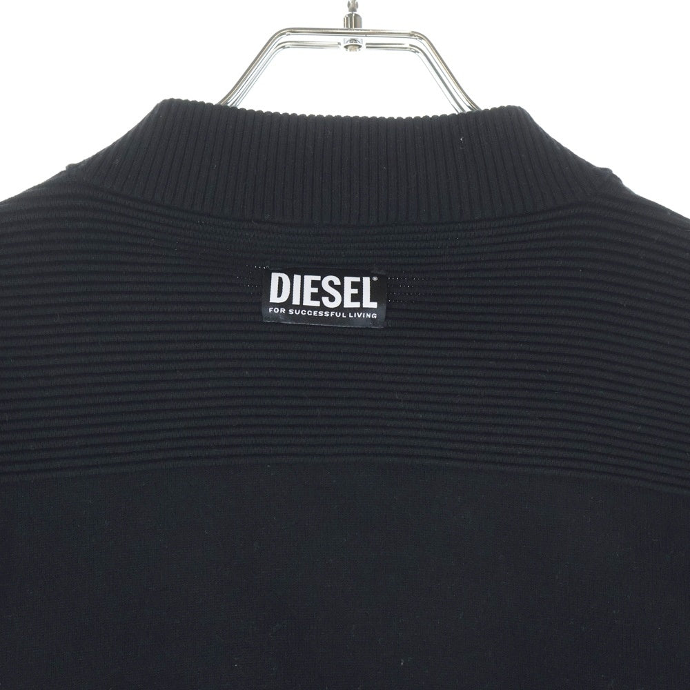 DIESEL(ディーゼル) フロントカット 長袖ニットジップカーディガン ブラック 00E8M200034 レディース