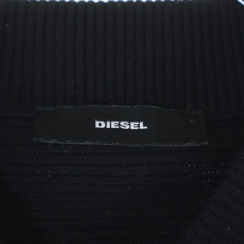 DIESEL(ディーゼル) フロントカット 長袖ニットジップカーディガン ブラック 00E8M200034 レディース