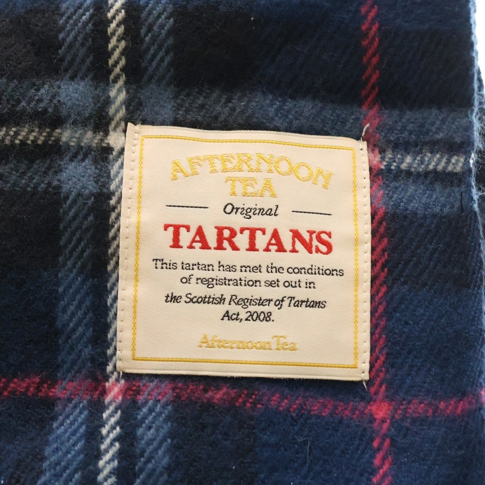 NO BRAND(ノーブランド) AFTERNOON TEA チェック総柄 マフラー レディース ネイビー